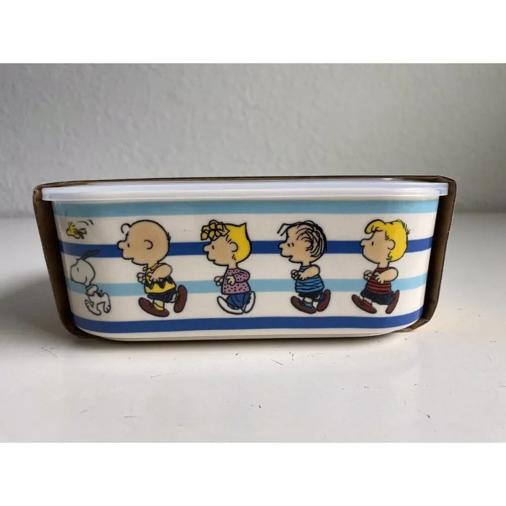 Peanuts Snoopy & The Gang CHOW‎ TIME 32 oz Stoneware Bento Box Pressure Lid NEW